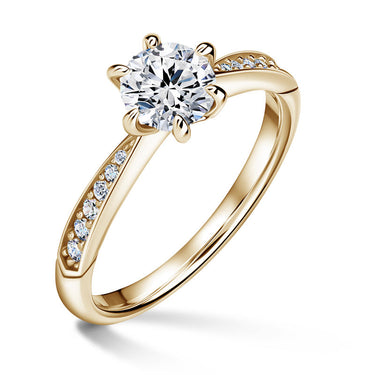 Minerva Side Stones | Zásnubní prsten se středovým kamenem 0.900ct, žluté zlato, s diamanty