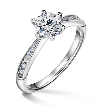 Minerva Side Stones | Zásnubní prsten se středovým kamenem 0.900ct, bílé zlato, s diamanty