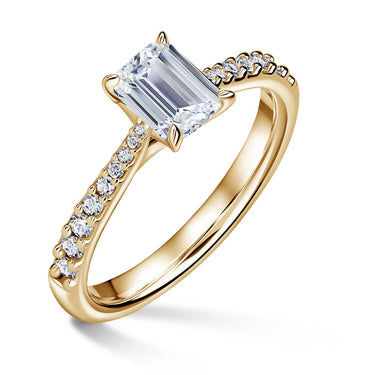 Arlene Side Stones | Zásnubní prsten se středovým kamenem 1.000ct, žluté zlato, s diamanty