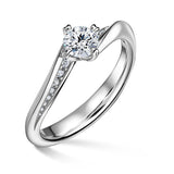 Freya Side Stones | Zásnubní prsten se středovým kamenem 0.500ct, bílé zlato, s diamanty