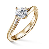 Freya Side Stones | Zásnubní prsten se středovým kamenem 0.900ct, žluté zlato, s diamanty