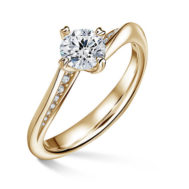 Freya Side Stones | Zásnubní prsten se středovým kamenem 0.900ct, žluté zlato, s diamanty