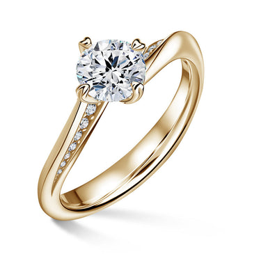 Freya Side Stones | Zásnubní prsten se středovým kamenem 1.000ct, žluté zlato, s diamanty