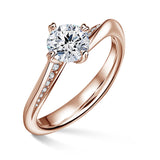 Freya Side Stones | Zásnubní prsten se středovým kamenem 1.000ct, růžové zlato, s diamanty