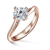 Freya Side Stones | Zásnubní prsten se středovým kamenem 1.310ct, růžové zlato, s diamanty