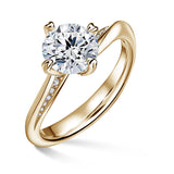 Freya Side Stones | Zásnubný prsteň so stredovým kameňom 1.900ct, žlté zlato, s diamantmi