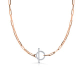 Zlatý náhrdelník DF 5849, kombinace růžového a bílého zlata, s brilianty