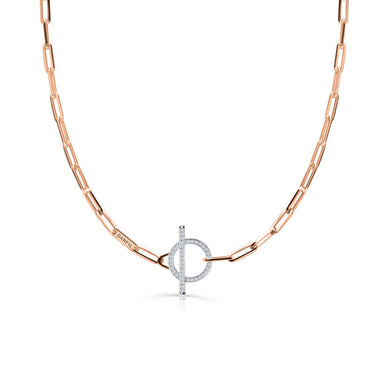 Zlatý náhrdelník DF 5849, kombinace růžového a bílého zlata, s brilianty