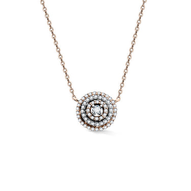 Zlatý dámský náhrdelník DF 4347 v kombinaci růžového a bílého zlata, s řetízkem a brilianty