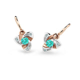 Dětské náušnice Danfil C2203 z růžového zlata s kamínkem Mint Green, zapínání brizura