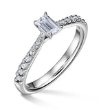 Arlene Side Stones | Zásnubní prsten se středovým kamenem 0.400ct, bílé zlato, s diamanty