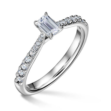Arlene Side Stones | Zásnubní prsten se středovým kamenem 0.400ct, bílé zlato, s diamanty