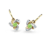 Dětské náušnice Danfil C2203 ze žlutého zlata s kamínkem Peridot Green, zapínání brizura
