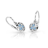 Dětské náušnice Danfil C2252 z bílého zlata s kamínky Arctic Blue, zapínání brizura