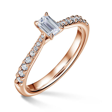Arlene Side Stones | Zásnubní prsten se středovým kamenem 0.400ct, růžové zlato, s diamanty