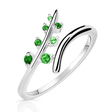 Dámský prsten DF 5061 z bílého zlata, se smaragdy