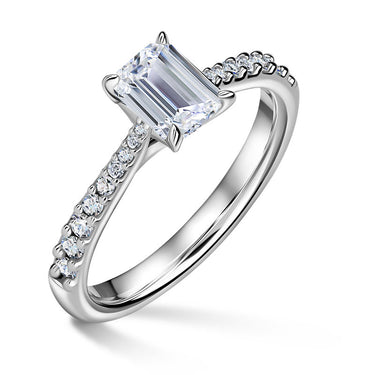 Arlene Side Stones | Zásnubní prsten se středovým kamenem 1.000ct, bílé zlato, s diamanty