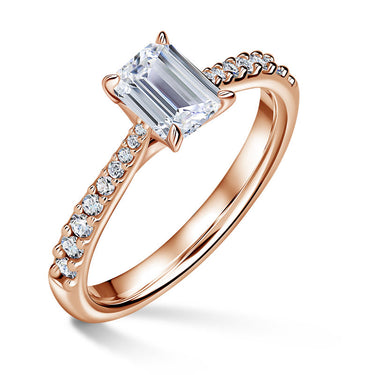 Arlene Side Stones | Zásnubní prsten se středovým kamenem 1.000ct, růžové zlato, s diamanty