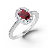 Zlatý dámský prsten DF 5636 z bílého zlata, rubín s diamanty