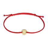 Náramek zlatá placička s červenou šňůrkou Danfil DLB/BLL010, žluté zlato