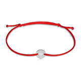 Náramek zlatá placička s červenou šňůrkou Danfil DLB/BLL010, bílé zlato