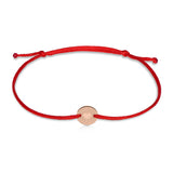 Náramek zlatá placička s červenou šňůrkou Danfil DLB/BLL010, růžové zlato
