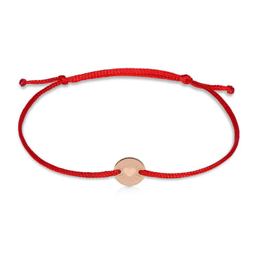 Náramek zlatá placička s červenou šňůrkou Danfil DLB/BLL010, růžové zlato