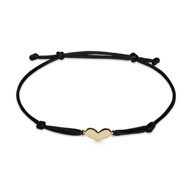 Náramek zlaté srdce s červenou šňůrkou Danfil DLB/BLL006, žluté zlato