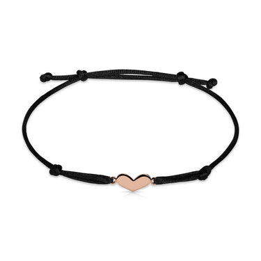 Náramek zlaté srdce s černou šňůrkou Danfil DLB/BLL006, růžové zlato