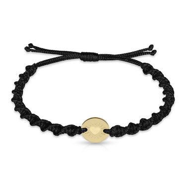 Náramek zlatá placička s červenou šňůrkou Danfil DLB/BLL009, žluté zlato