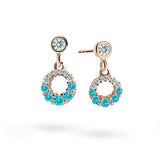 Dětské visací náušnice Danfil C2154 z růžového zlata s kamínky Mint Green, zapínání puzeta