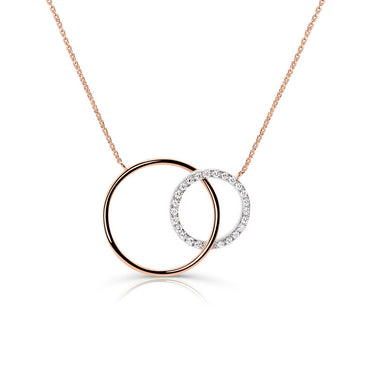 Zlatý dámský náhrdelník DF 3773, růžové+bílé zlato, s brilianty