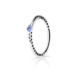 Zlatý dámský prsten DF 5644 z bílého zlata, modrý safír