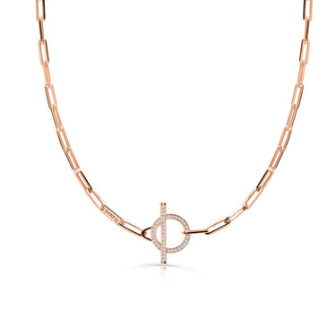 Zlatý náhrdelník DF 5849, růžové zlato, s brilianty