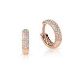 Dámské kruhové náušnice DF 4060 z růžového zlata, s diamanty a barevnými drahokamy