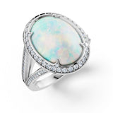 Dámský prsten DF 5899 ze žlutého zlata, opál Mugle s brilianty