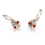 Dětské náušnice Danfil C2153 z růžového zlata s kamínky Ruby Dark, zapínání brizura