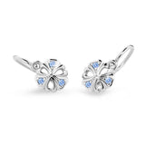 Dětské náušnice Danfil kytičky C2230 z bílého zlata s kamínky Arctic Blue, zapínání brizura