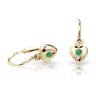 Dětské náušnice Danfil srdíčka C1556 ze žlutého zlata s kamínkem Emerald Green, zapínání brizura