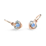 Dětské náušnice Danfil C2217 z růžového zlata s kamínkem Arctic Blue, zapínání brizura
