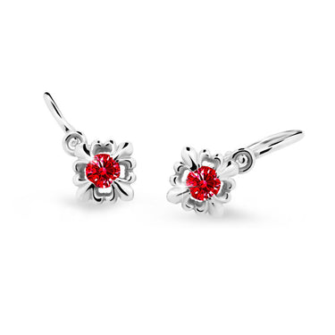 Dětské náušnice Danfil C2212 z bílého zlata s kamínkem Ruby Dark, zapínání brizura