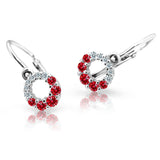 Dětské náušnice Danfil C2154 z bílého zlata s kamínky Ruby Dark, zapínání brizura
