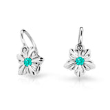 Dětské náušnice Danfil kytičky C2238 z bílého zlata s kamínkem Mint Green, zapínání brizura