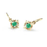 Dětské náušnice Danfil C2212 ze žlutého zlata s kamínkem Emerald Green, zapínání brizura