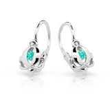 Dětské náušnice Danfil C2218 z bílého zlata s kamínkem Mint Green, zapínání brizura