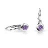 Dětské náušnice Danfil C1537 z bílého zlata s kamínkem Amethyst, zapínání brizura