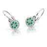 Dětské náušnice Danfil C2150 z bílého zlata s kamínky Emerald Green, zapínání brizura