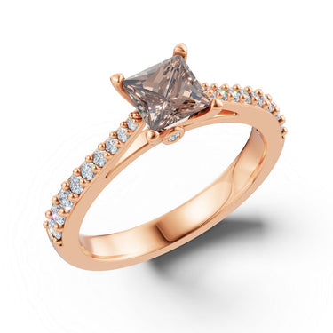 Zlatý dámský prsten DF 5900 z růžového zlata, záhněda s diamanty