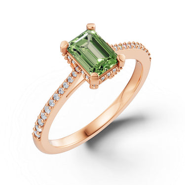 Zlatý dámský prsten DF 5916 z růžového zlata, peridot s diamanty