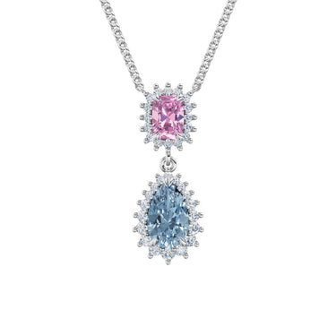 Zlatý dámský náhrdelník DF 5912 z bílého zlata s cordieritem, růžovým spinelem a brilianty